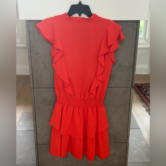 Amanda Uprichard Bright Orange Mini Dress Ruffled Layered Medium - Picture 2 of 7